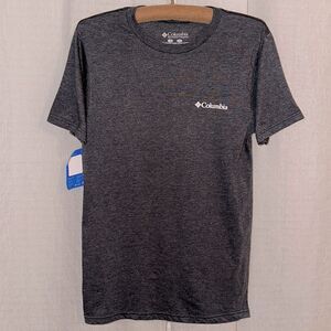 Columbia S Smoke Gray White Gold Back Graphic Cotton Blend Short Sleeve Tee